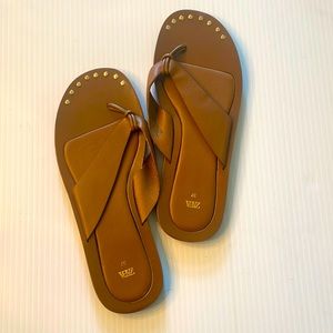 Zara brown leather stud sandals.